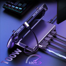 Höyrysadapteri Steam Deck USB-C USB-A HDMI RJ45 PD Grey