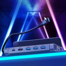 Navadapter för ångdäck USB-C USB-A HDMI RJ45 PD Grå