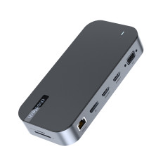 Hub adapter M52 USB-C USB-A HDMI VGA DP SD TF RJ45 AUX PD GREY