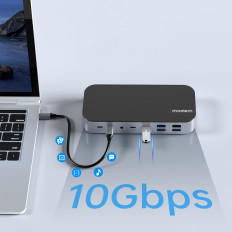 Adaptér HUB M52 USB-C USB-A HDMI VGA DP SD TF RJ45 AUX PD GRAY