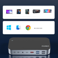 Hub adapter M52 USB-C USB-A HDMI VGA DP SD TF RJ45 AUX PD GREY