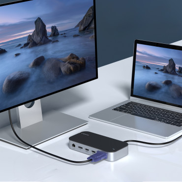 Adaptador do cubo M52 USB-C USB-A HDMI VGA DP SD TF RJ45 AUX PD Cinza