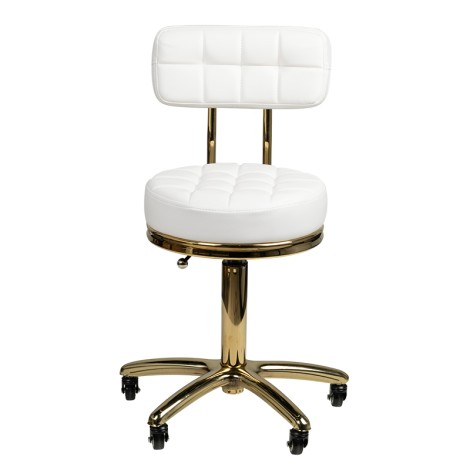 Tabouret cosmétique or AM-961 blanc — vue de face