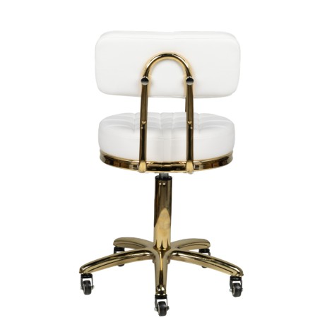 Cosmetic stool gold am-961 white — rear view
