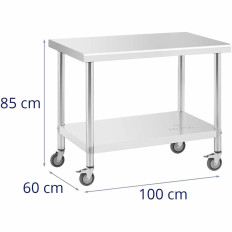 TABLE WORKTOP Centralno jeklo jeklo na Raws s pasom 100 x 60 cm
