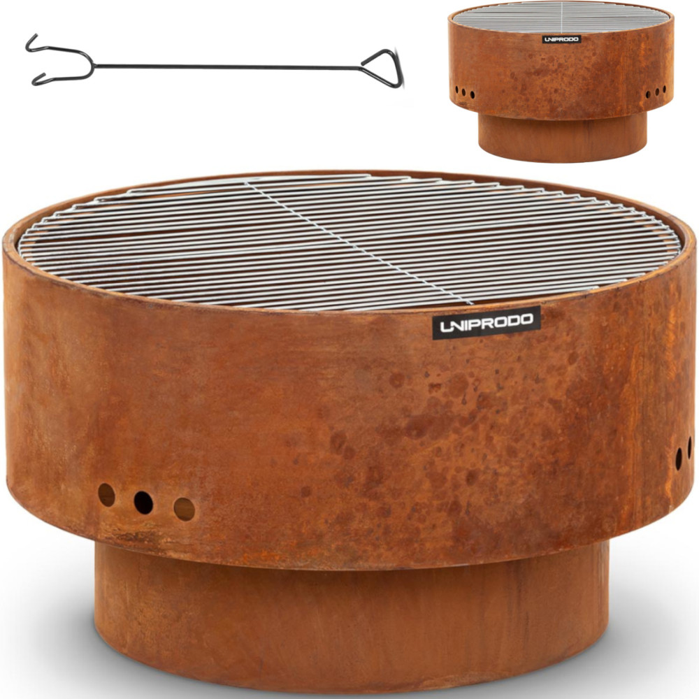 Trädgårdsugn med galler och begravning 60 x 60 x 34,5 cm - rosteffekt