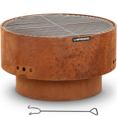 Four de jardin avec grille et funéraire 60 x 60 x 34,5 cm - Effet de rouille