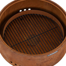 Palenisko ogrodowe z rusztem i pogrzebaczem 60 x 60 x 34.5 cm - efekt rdzy