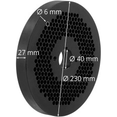 Maatriksi filtr pelletide jaoks Welleciari WI-PM-3000 Kolmapäev 230 mm x 25 mm 6 mm augud