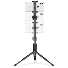 2 in1 teleskopiske pinner selfie pinne med fjernkontroll og med stand for svart telefonstand