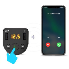 FM transmitera mp3 Bluetooth auto lādētājs 2x USB melns