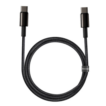 Kabelis USB-C kabelis Greitas Įkeliama Maitinimo pristatymas PD QC 100W 5A 1m juoda