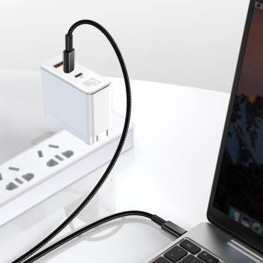 Kabelis USB-C kabelis Greitas Įkeliama Maitinimo pristatymas PD QC 100W 5A 1m juoda