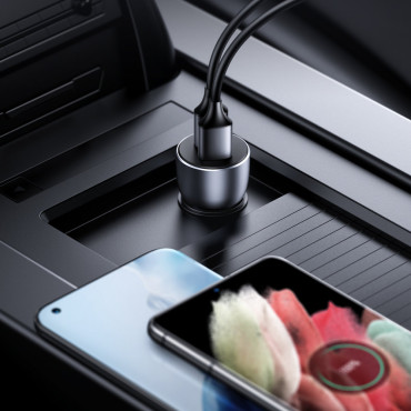Carregador de carro rápido 2x USB 36W Charge Rápido SCP FCP AFC Cinza
