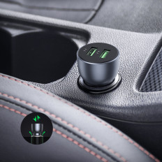 Carregador de carro rápido 2x USB 36W Charge Rápido SCP FCP AFC Cinza