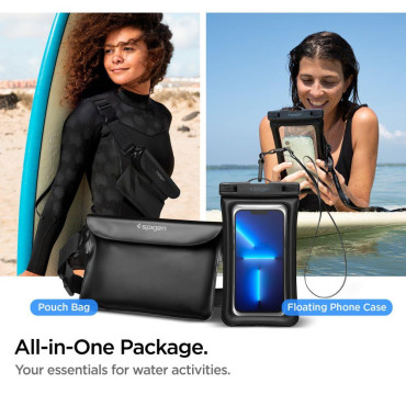 2in1 set of waterproof kidney sachet 22x15cm + black phone case