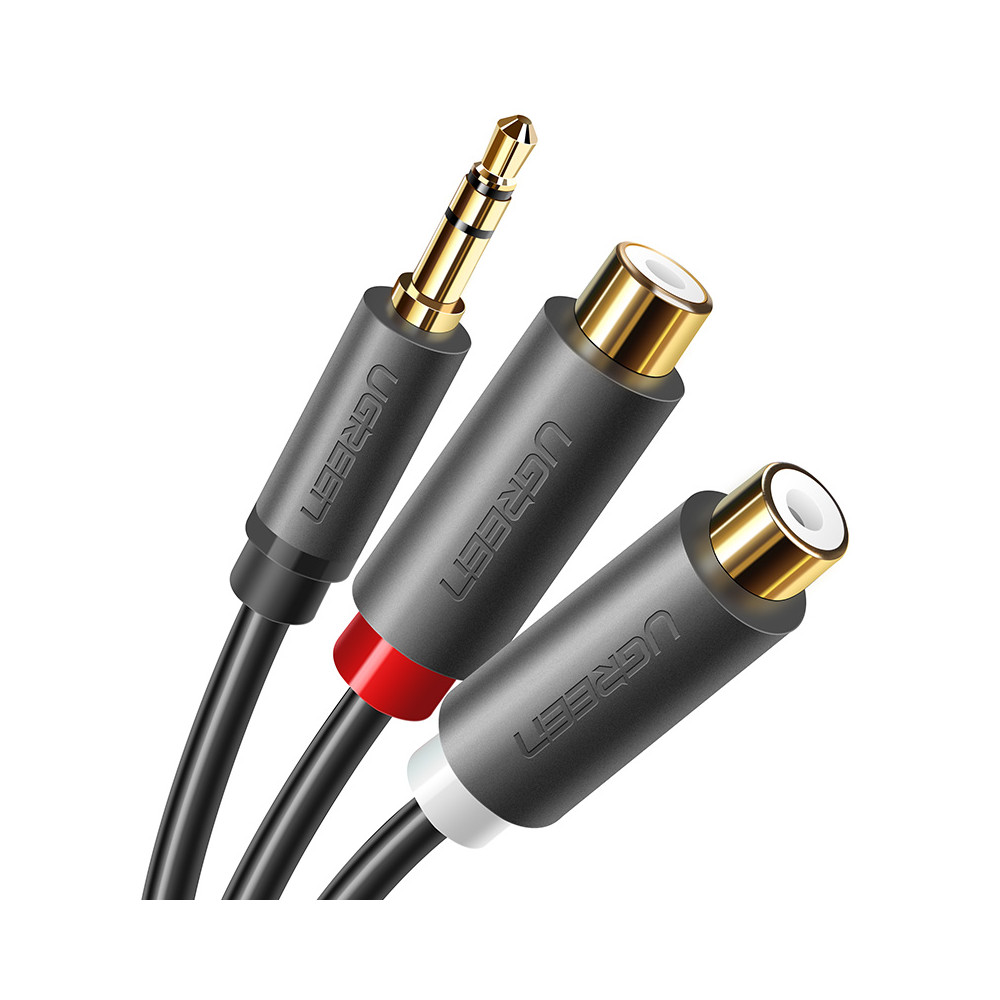 Adapter za audio priključak kabela 3.5mm Muški - 2x ženski RCA 0.25m siva