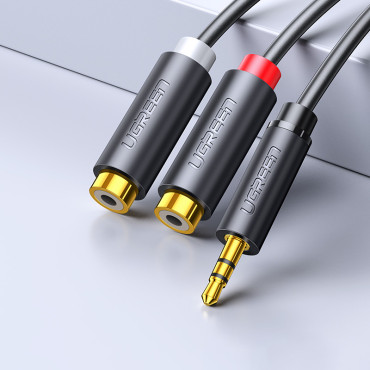 Adaptér káblovej šnúry 3.5mm Muž - 2x Žena RCA 0.25m sivá