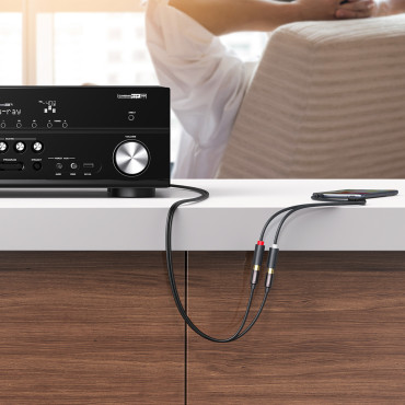 Adaptér káblovej šnúry 3.5mm Muž - 2x Žena RCA 0.25m sivá