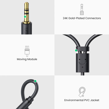 Adaptér káblovej šnúry 3.5mm Muž - 2x Žena RCA 0.25m sivá
