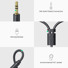 Adaptér káblovej šnúry 3.5mm Muž - 2x Žena RCA 0.25m sivá