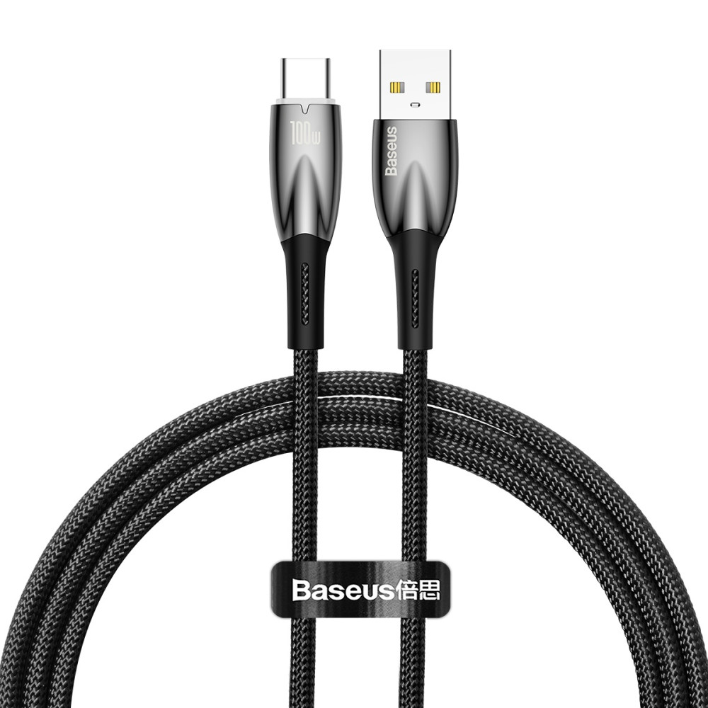 Odolný elastický kabel pro rychlé USB-A nabíjení - USB-C 100W 1m černá