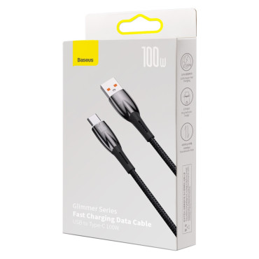 Holdbar elastisk kabel for rask USB-en lading - USB-C 100W 1M svart