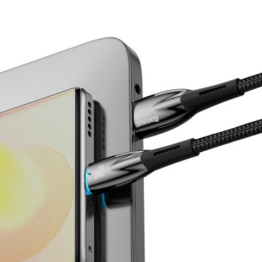 Odolný elastický kabel pro rychlé USB-A nabíjení - USB-C 100W 1m černá