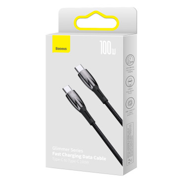 Izdržljivi elastični kabel za brzo punjenje USB-C 100W crno