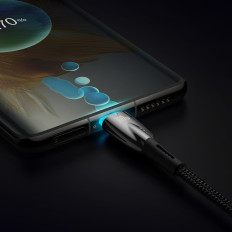 Cable elástico duradero para carga rápida USB-C 100W 1M negro
