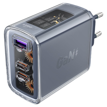 Gan 65W 3 Omrežni polnilnik 3 Ports 1x USB 2x USB-C Green