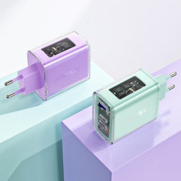 Gan 65W 3 Omrežni polnilnik 3 Ports 1x USB 2x USB-C Green