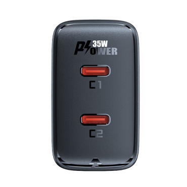 Snabb en marknadsladdare 35W PD 2x USB-C Svart