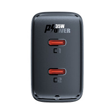 Snabb en marknadsladdare 35W PD 2x USB-C Svart