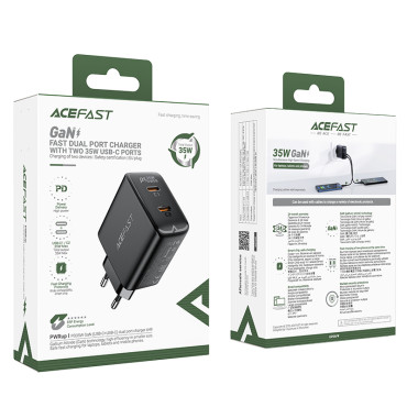 Snabb en marknadsladdare 35W PD 2x USB-C Svart