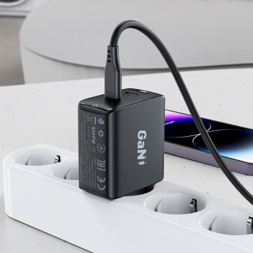 Snabb en marknadsladdare 35W PD 2x USB-C Svart