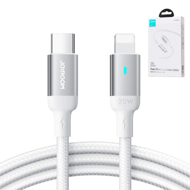 Izturīgs kabelis iPhone A10 sērijai USB-C stiklā - zibens 20W 2m balts