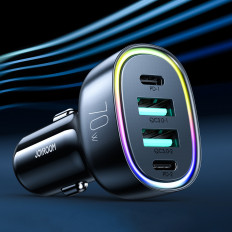 Automobilová nabíjačka 70W s 4 portom 2x USB-C PD 2X USB QC ČIERNA