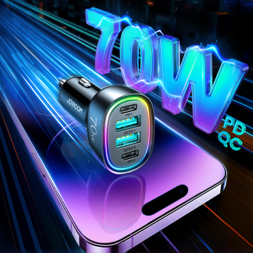 Automobilová nabíjačka 70W s 4 portom 2x USB-C PD 2X USB QC ČIERNA
