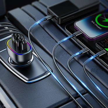 Automobilová nabíjačka 70W s 4 portom 2x USB-C PD 2X USB QC ČIERNA