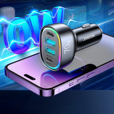 Cargador de automóviles 70W con 4 puertos 2x USB-C PD 2X USB QC negro