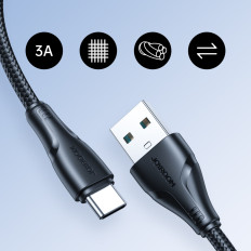 Cable SoWPass Sear Series USB - USB-C for rask lasting 3A 1.2m svart
