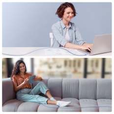 Fil de câble pour iPhone USB-C - Lightning 20W 1.2m Bleu