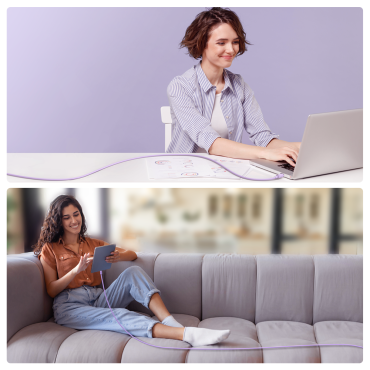 Kabelinė USB - kabelis - USB-C 3A 1.2m violetinė