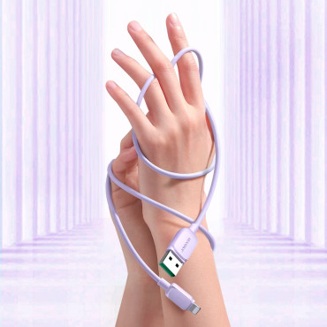 Kabeldraad voor iPhone USB-A - Lightning 2.4A 1.2m Violet