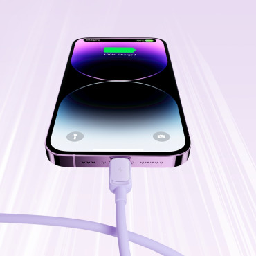 Kabeltråd til iPhone USB-A - Lyn 2.4a 1.2m Violet