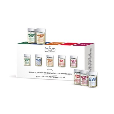 Farmona set aktivnih koncentratov za nego kože (derma acne + * 2, hydra quest * 2, amber lavi * 2, scalpel * 2 — embalaža