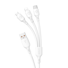 3in1 kabel USB-A-kabel voor USB-C Micro USB iPhone-bliksem 480 MB / S 1.2m Wit