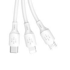 3in1 kaabel USB-kaabel USB-C MICRO USB iPhone Lightning 480MB / S 1.2m Valge
