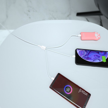 3In1 Kabel USB-A-kabel för USB-C Micro USB iPhone Lightning 480MB / s 1.2m Vit